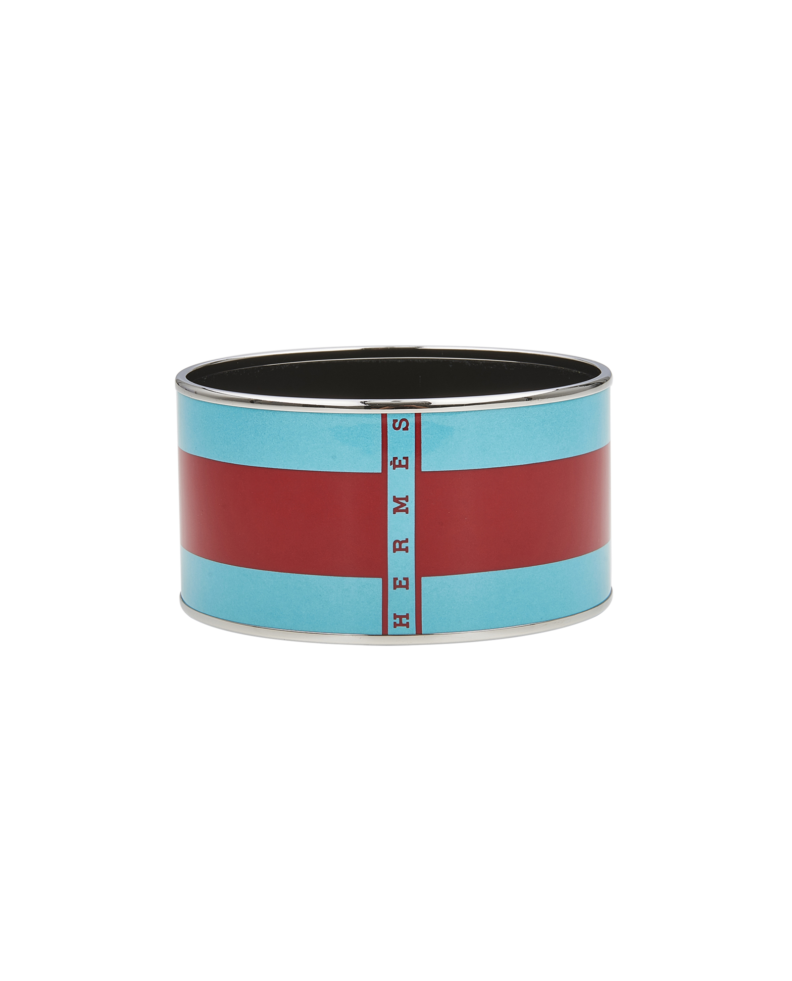 Hermes Horizontal Stripe Extra Wide Bangle, &pound;160, Jewellery, Blue/Red/Silver, Enamel Coated Ceramic, Other view