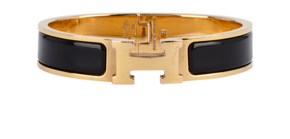 Hermes Click H Bracelet, £350, Jewellery, Black/Gold, Brass, Front view