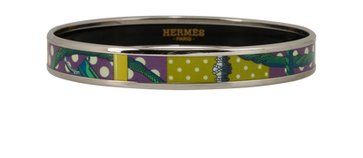 Hermes Printed Bangle, &pound;220, Jewellery, Silver, Brass/Enamel Coated Ceramic, Front view