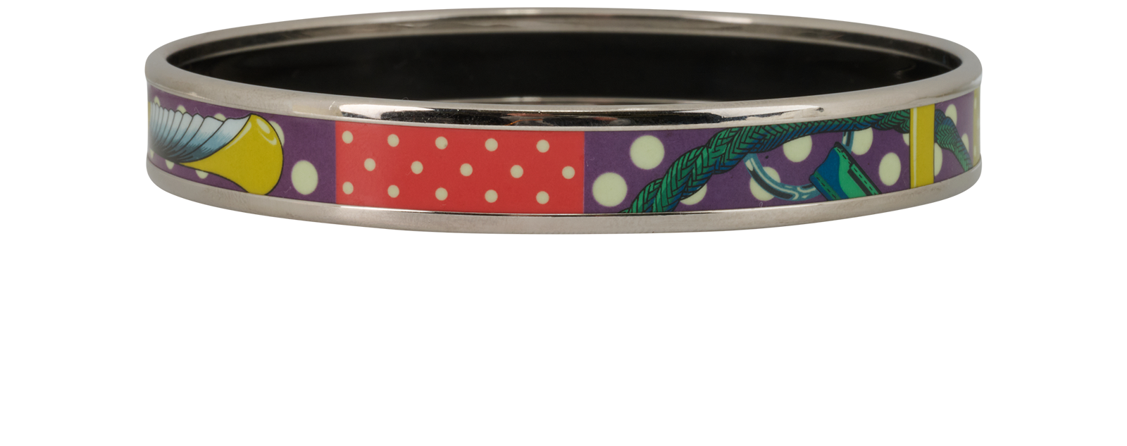 Hermes Printed Bangle, &pound;220, Jewellery, Silver, Brass/Enamel Coated Ceramic, Side view
