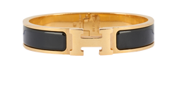 Hermes Clic H Braclet, Brass/Enamel, Gold/Blk, MIF, B/DB, 2*