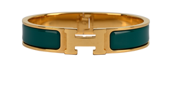 Hermes Clic H, Brass/Enamel, Gold/Green, DB/B, 2*
