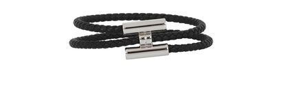 Hermes Tournis Tresse Bracelet, &pound;280, Jewellery, Black/Silver, Brass/Leather, Front view
