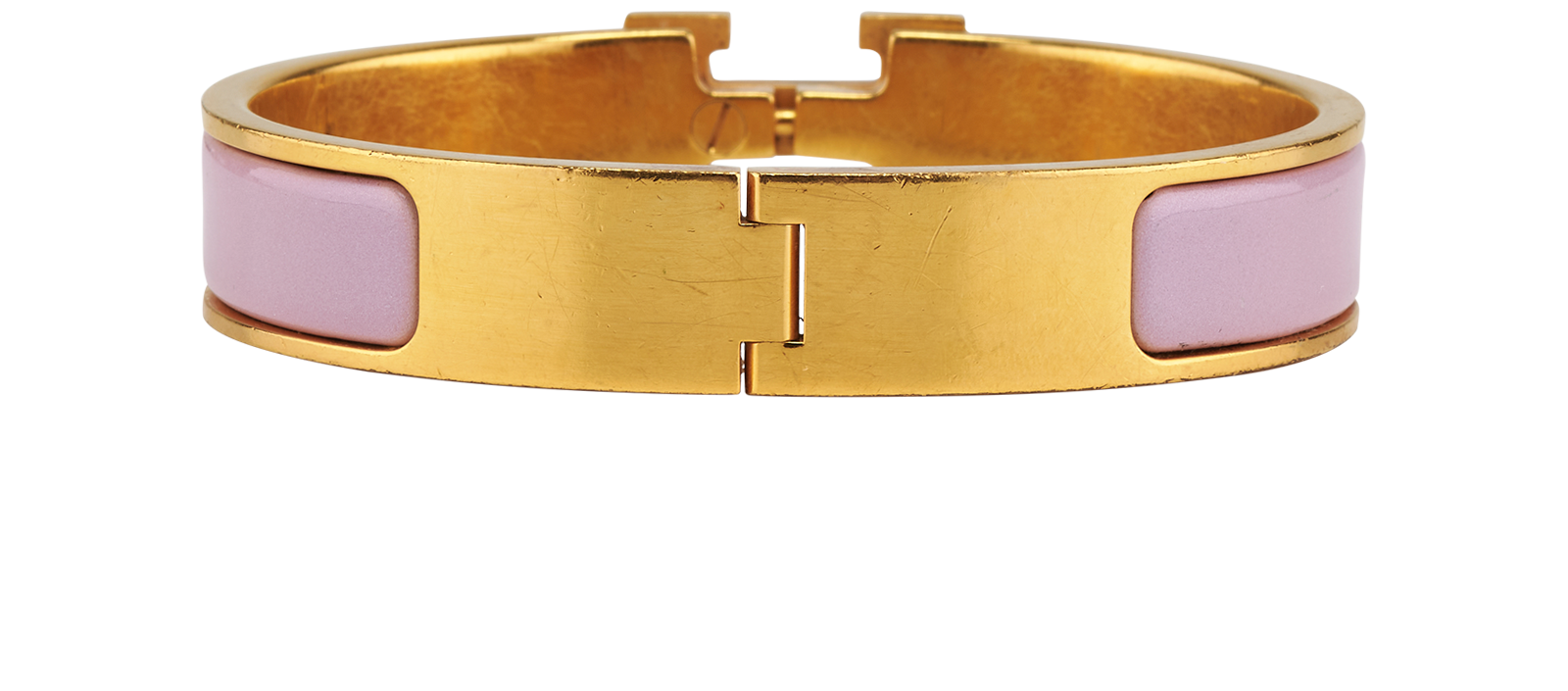 Hermes Clic H Bracelet, &pound;295, Jewellery, Gold/Pink, Brass/Enamel Coated Ceramic, Back view