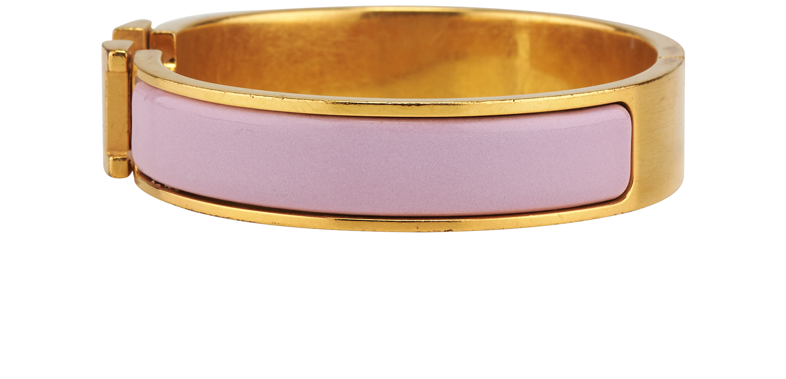 Hermes Clic H Bracelet, &pound;295, Jewellery, Gold/Pink, Brass/Enamel Coated Ceramic, Bottom view