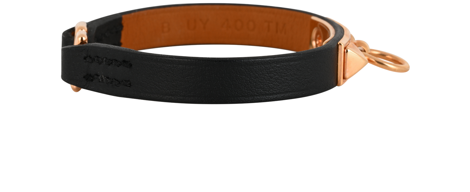 Hermes Mini Rivale Bracelet, &pound;250, Jewellery, Black/Rose Gold, Brass/Leather, Side view