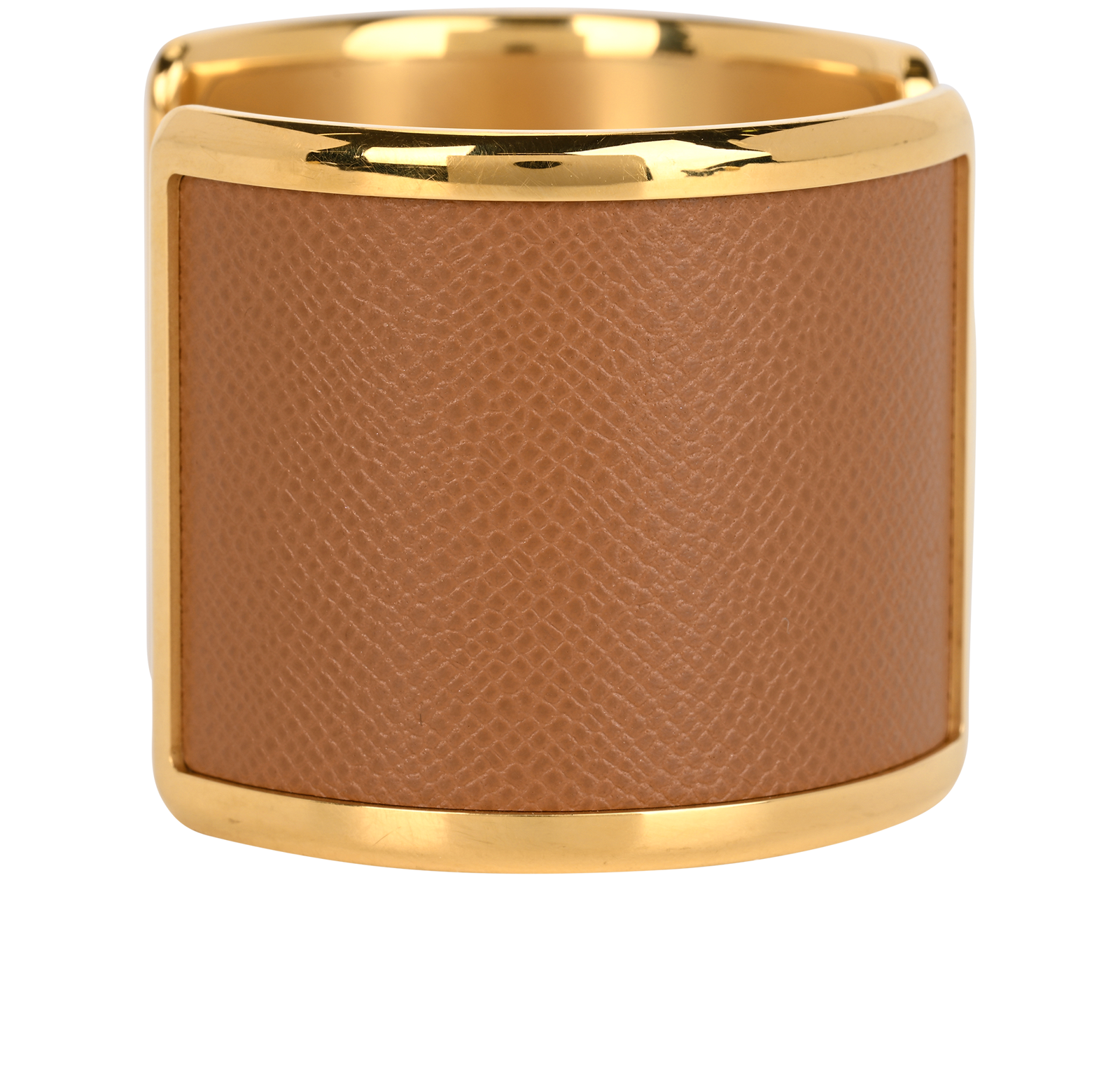 Hermes Olympe Cuff Bracelet, &pound;420, Jewellery, Brown/Gold, Leather, Side view