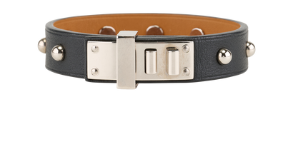 Hermes Mini Dog Clous Ronds Bracelet, &pound;250, Jewellery, Black, Leather, Front view