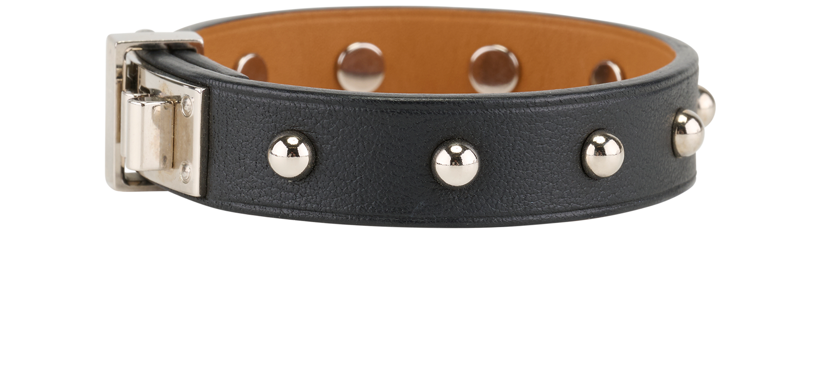 Hermes Mini Dog Clous Ronds Bracelet, &pound;250, Jewellery, Black, Leather, Bottom view