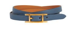 Hermes Behapi Double Tour Bracelet, Leather, Blue, X, Sz M, DB/B, 3*