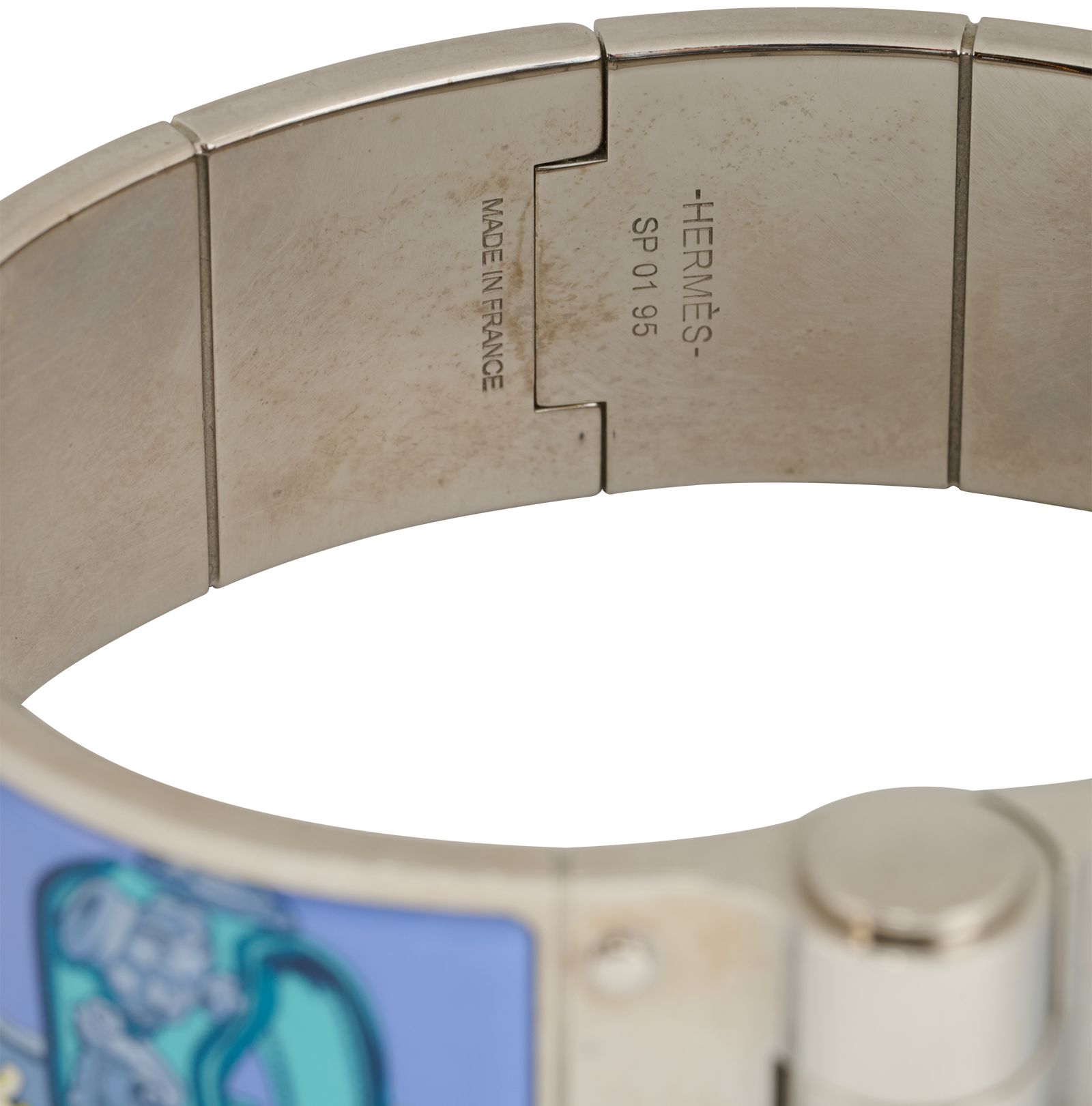 Hermes Printed Wide Bangle, &pound;350, Jewellery, Blue, Brass/Enamel Coated Ceramic, Other view