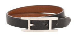 Hermès Double Tour Bracelet, Leather, Black, Sz 3, B/DB, 3*