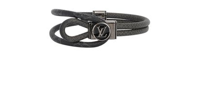 Louis Vuitton Loop It Bracelet, &pound;140, Jewellery, Black/Grey, Canvas/Gunmetal, Front view