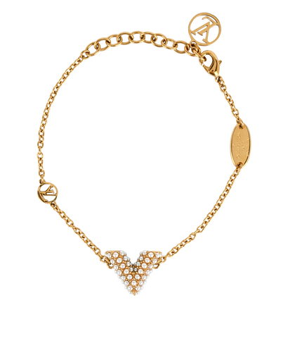 Louis Vuitton Essential V Bracelet, &pound;250, Jewellery, Gold, Brass/Faux Pearl, Front view