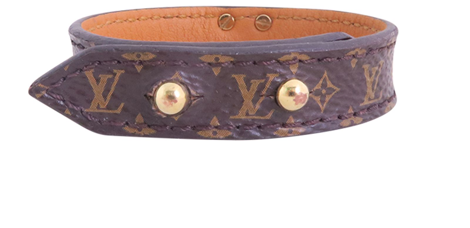 Pre-owned Louis Vuitton Essential V Leather Bracelet In Brown