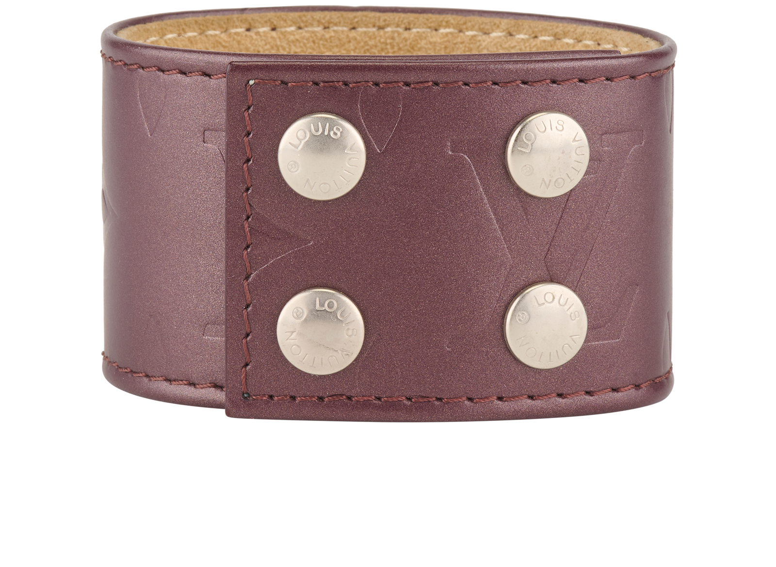 Louis Vuitton 2002 Matte Monogram Bracelet, &pound;220, Jewellery, Burgundy, Leather, Back view