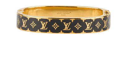 Louis Vuitton Nanogram Enamel Bracelet, &pound;380, Jewellery, Black/Gold, Enamel Coated Ceramic, Front view