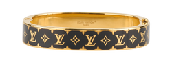 Louis Vuitton Nanogram Enamel Bracelet, Brass, Black/Gold, B/DB/RCT, 2*