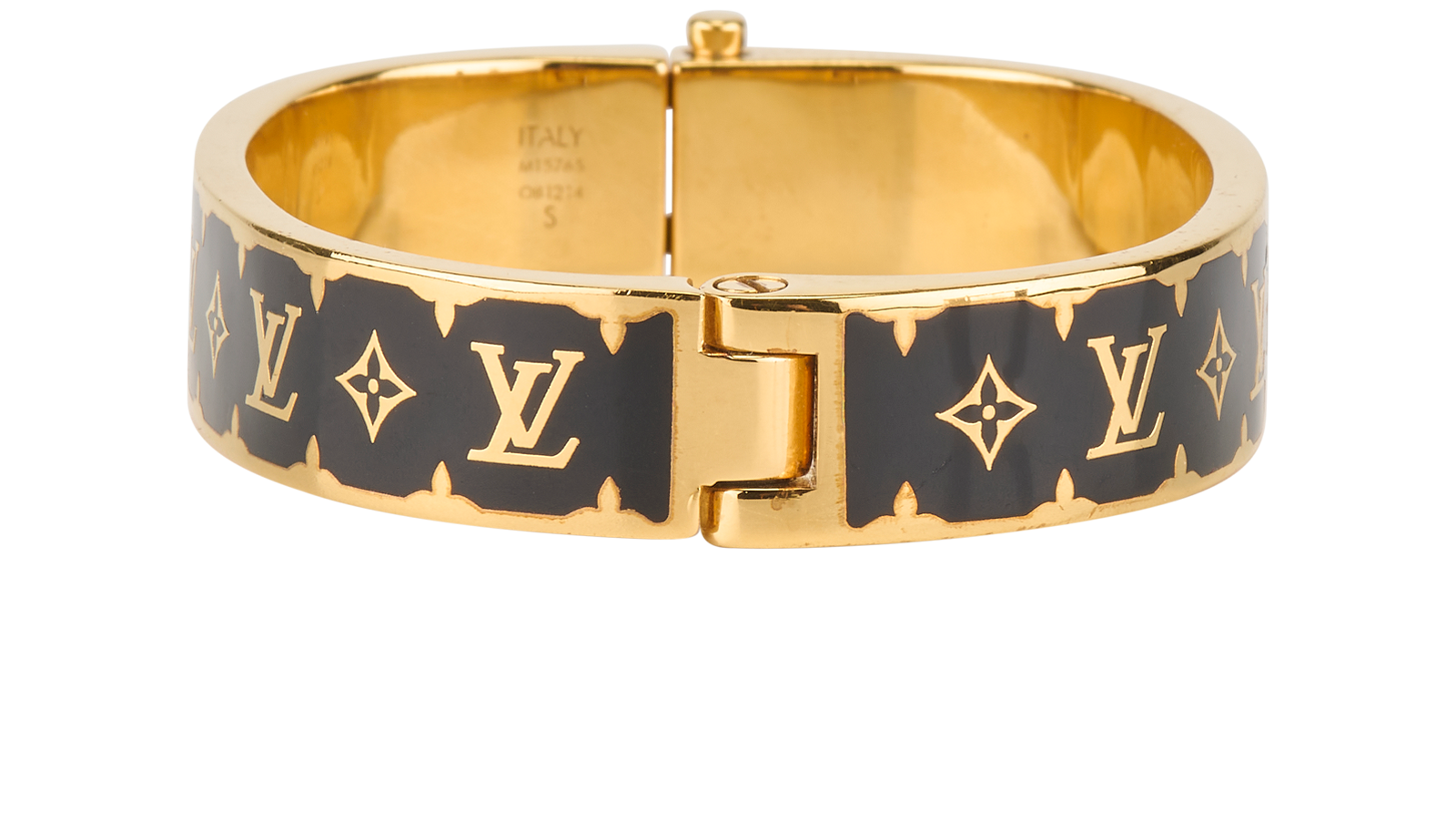 Louis Vuitton Nanogram Enamel Bracelet, &pound;380, Jewellery, Black/Gold, Enamel Coated Ceramic, Side view