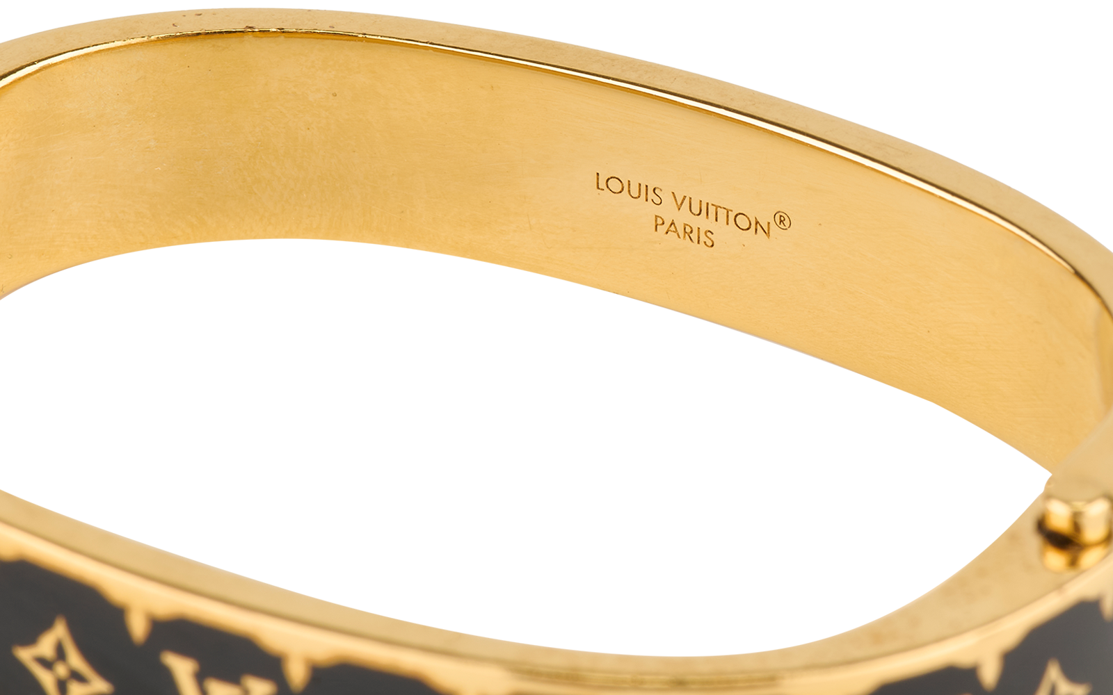 Louis Vuitton Nanogram Enamel Bracelet, &pound;380, Jewellery, Black/Gold, Enamel Coated Ceramic, Other view