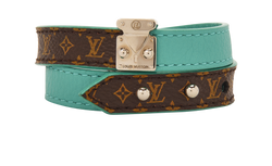 Louis Vuitton Double Wrap Bracelet, Canvas, Turquoise/ Mono, MIF, 3*