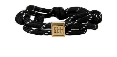 Miu Miu Cord Bracelet, &pound;180, Jewellery, Black, Fabric, Front view