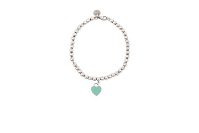 Tiffany Blue Heart Tag Bead Bracelet, front view