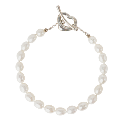 Tiffany Elsa Peretti Open Heart Pearl Bracelet, front view