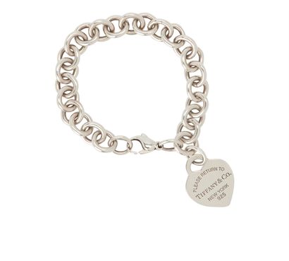 Tiffany Heart Tag Bracelet, &pound;140, Jewellery, Silver, Silver, Front view