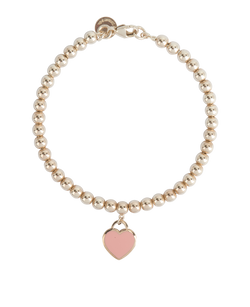 Tiffany & Co RTT 4mm Pink Heart Beaded Bracelet, 925/Enamel, Pink, DB, 3*