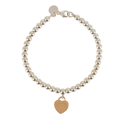 Tiffany & Co RTT Heart Tag Bracelet, £175, Jewellery, Silver, Rose Gold, Front view