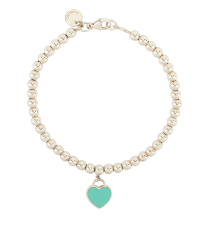 Tiffany & Co RTT Heart Tag Bead Bracelet, &pound;150, Jewellery, Silver, Silver, Front view