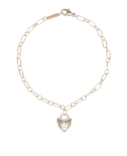 Tiffany & Co Heart Lock Charm Bracelet, Sterling Silver, DB, 2*