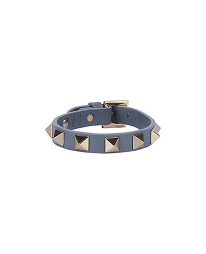 Valentino Rockstud Bracelet, £80, Accessories, Grey, Pony / Calfskin, Front view