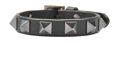 Valentino Rockstud Bracelet, &pound;50, Jewellery, Black, Leather, Front view
