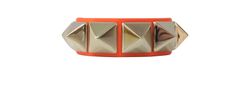 Valentino Macro Rockstud Bracelet, Leather, Orange/Gold, B, 3*