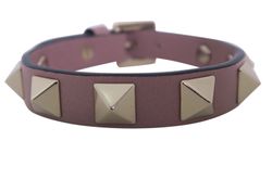 Valentino Rockstud Bracelet, Leather, Pink, B, DB, 4*