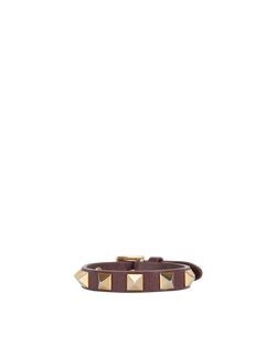 Valentino Rockstud Bracelet, Leather, Burgundy, B, 2*