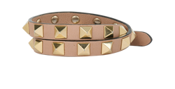 Valentino Rockstud Double Wrap Bracelet, Leather, Pink, MII, 2*