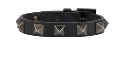 Valentino Garavani Rockstud Bracelet, Leather/Palladium, Black, B, 3*