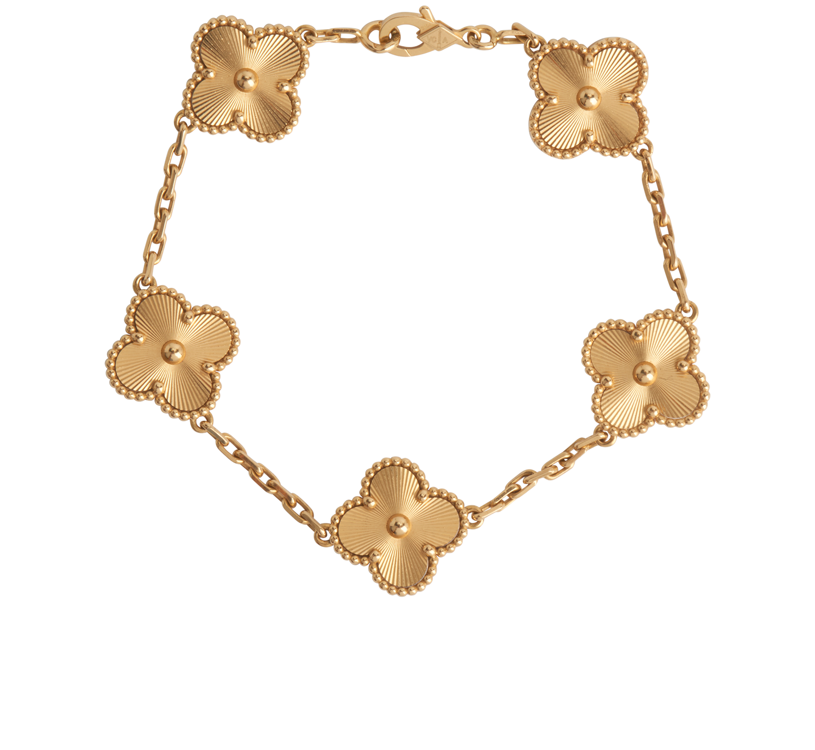 Van Cleef & Arpels Vintage Alhambra 5 Motifs Bracelet, &pound;3,900, Jewellery, Gold, Yellow Gold, Back view
