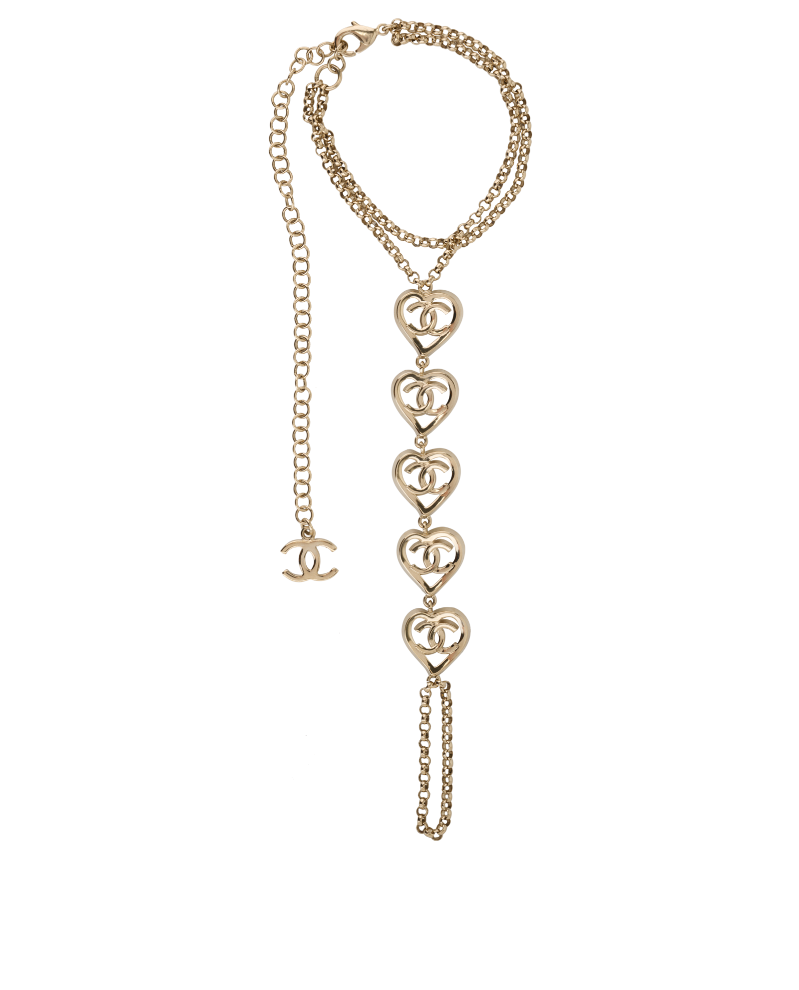 Chanel B22 Heart Link Bracelet Metal, &pound;695, Jewellery, Gold, Brass, Back view