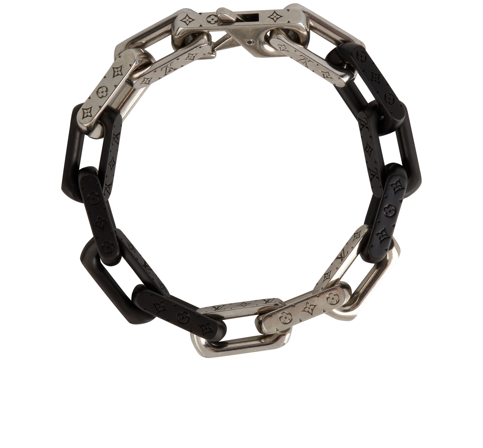 Louis Vuitton Monogram Chain Bracelet, &pound;350, Jewellery, Black/Silver, Stainless Steel, Back view