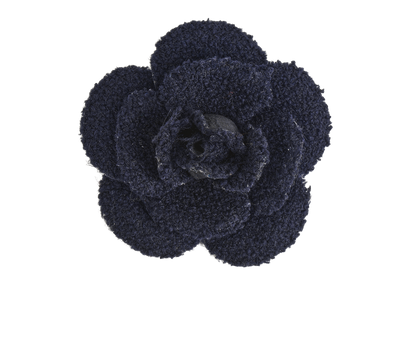 Chanel Tweed Camellia Flower Brooch, front view