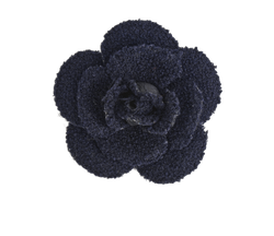 Chanel Tweed Camellia Flower Brooch, Fabric, Navy, MII, B, 4*