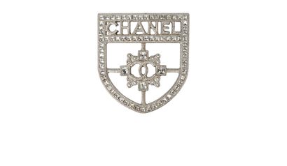Chanel CC Crystal Shield Brooch, front view