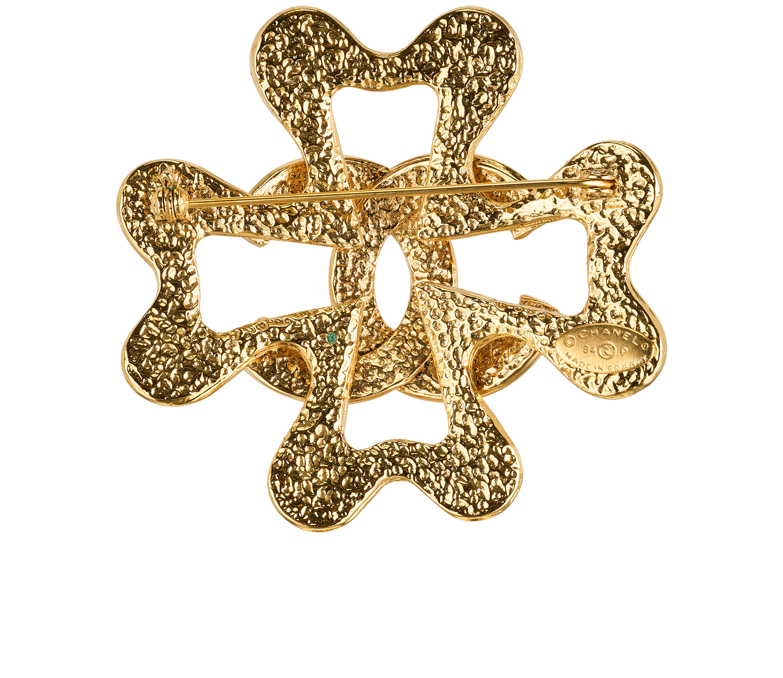 Chanel CC Clover Brooch, &pound;650, Jewellery, Gold, Brass, Back view