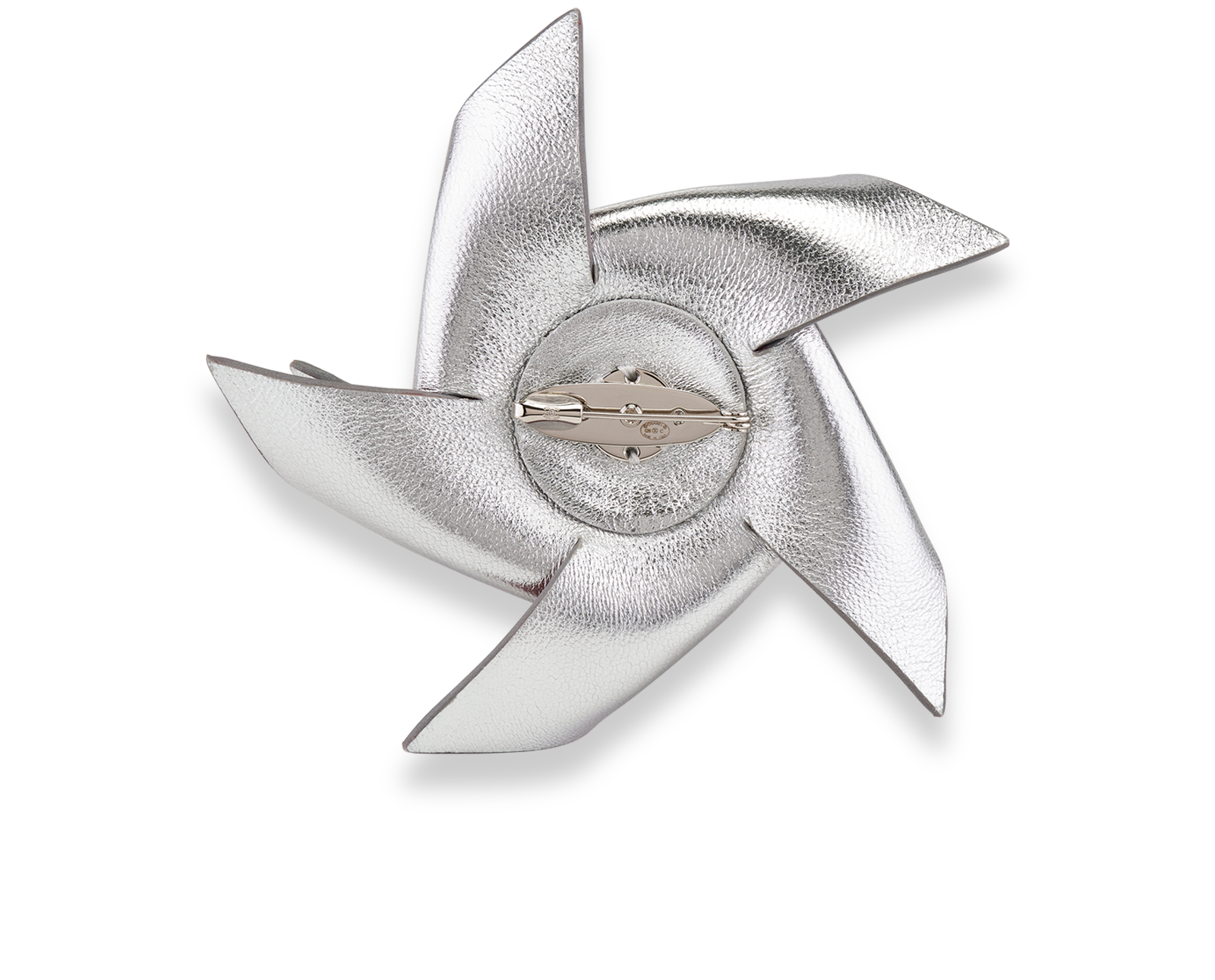 Chanel G26C Pinwheel Camellia Brooch, &pound;350, Jewellery, Metallic/Red, Leather, Back view