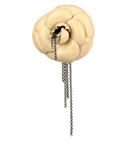 Chanel Camellia Chain Brooch, &pound;250, Jewellery, Grey, Leather, Front view