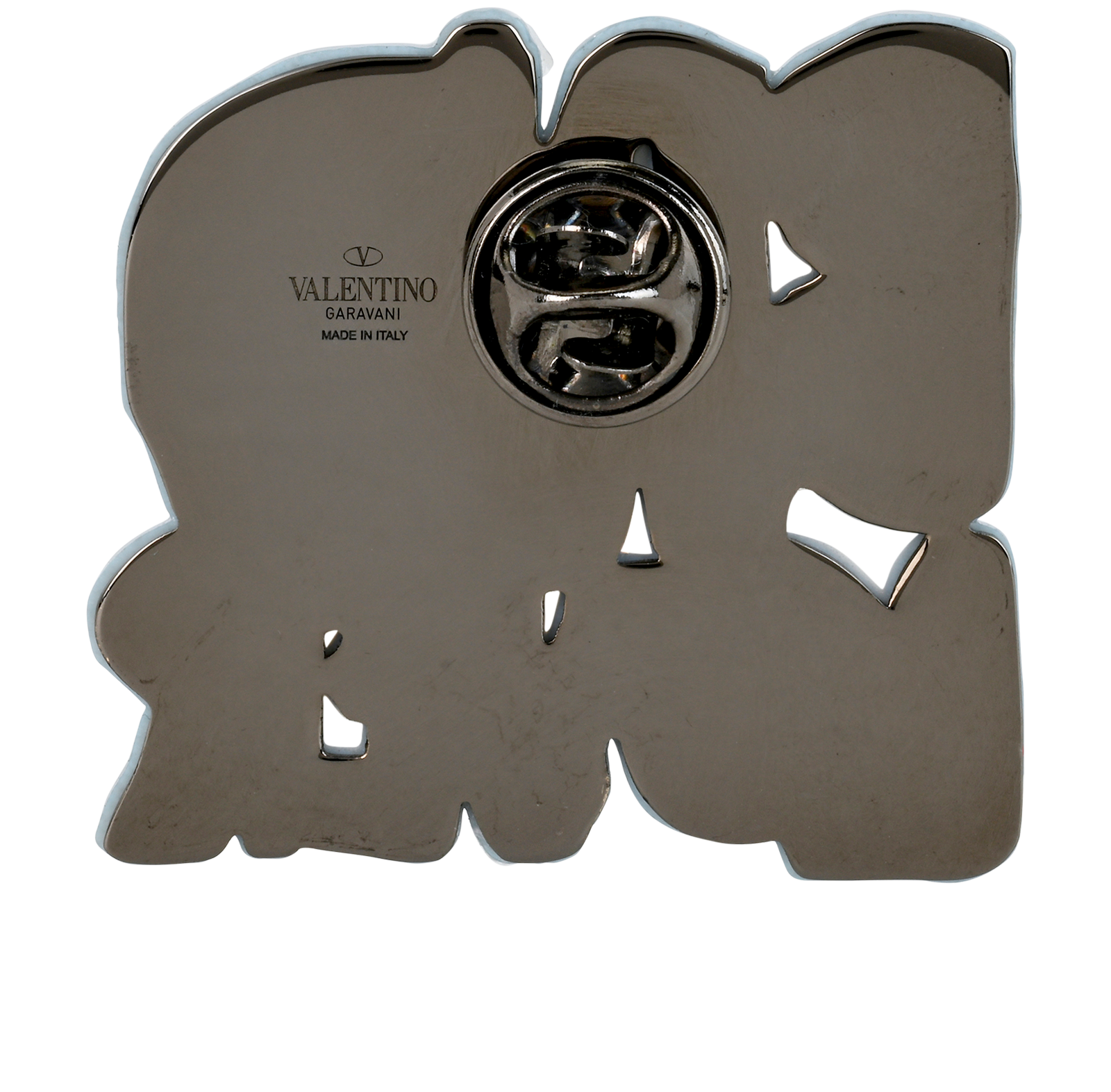 Valentino Garavani Bad Lover Pin, &pound;45, Jewellery, Black/Blue, Plastic, Back view